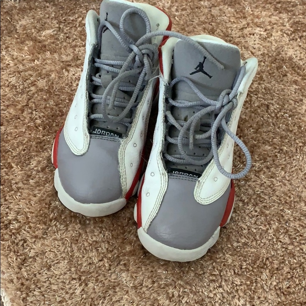 Kids white red and grey retro Jordan 13